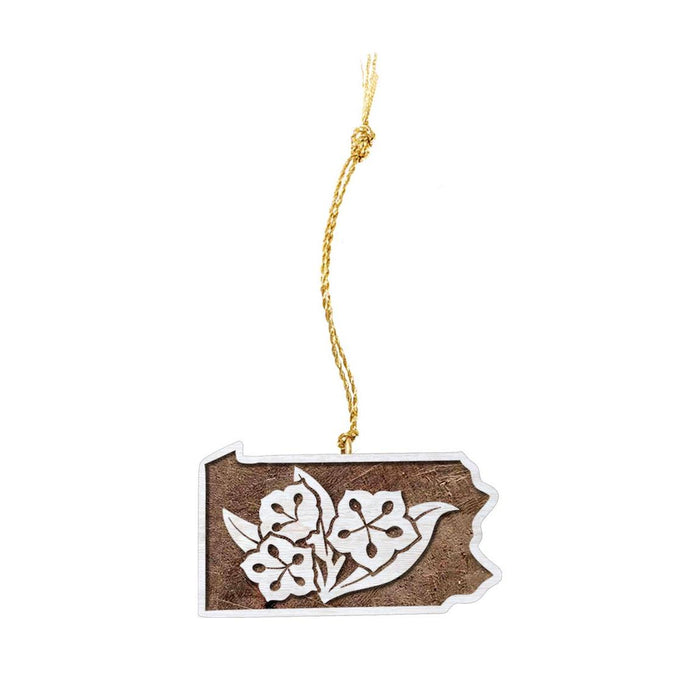 Wooden Pennsylvania State Mountain Laurel Ornament State Flower